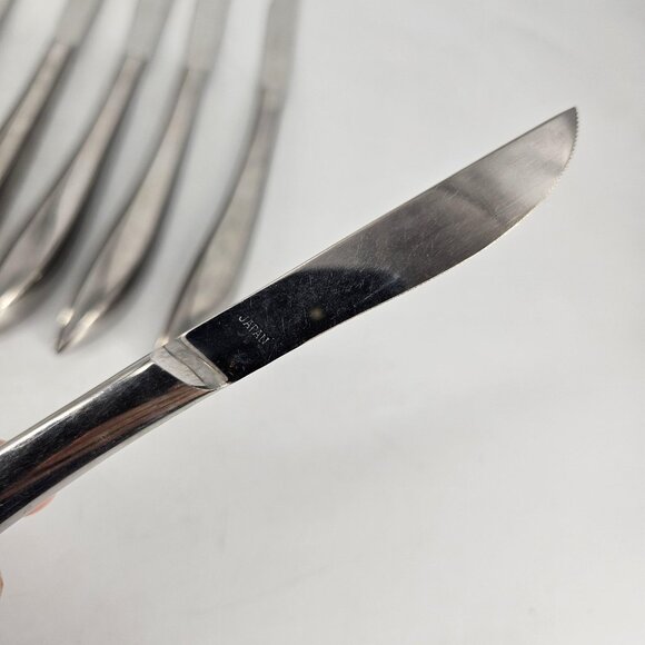Vintage PIC Stainless Steel Steak Knives Set of 6 Japan Modern MCM 8" Cutlery - Picture 6 of 10